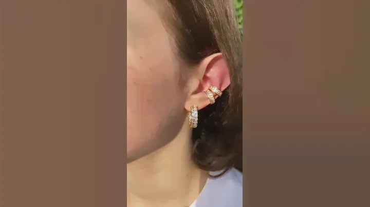 Каффы серебряные с золотым напылением Gold Baguette Zircon