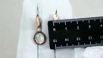 Серьги из золочёного серебра AQUAMARINE с фианитом, опалом, миксом камней и турмалином