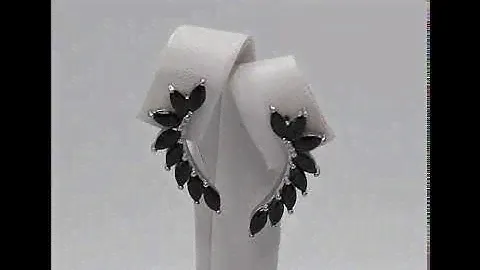 Серьги каффы с черными фианитами из серебра C2FO/1390 в SilverLand