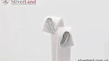 Серебряные серьги пуссеты в виде пера без вставок из серебра 923450 в SilverLand.com.ua