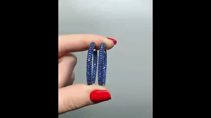 Серебряные серьги-кольца (конго) родированные с фианитами (3,2 см) ДЖ-028