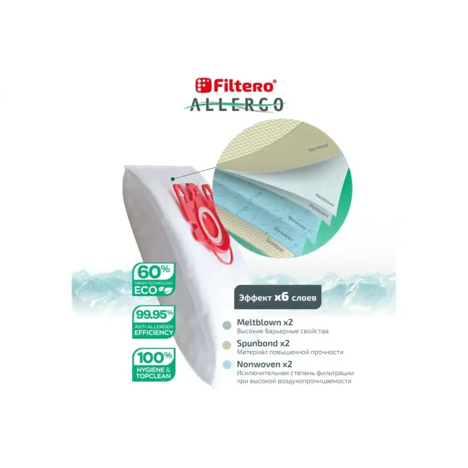 Мешки для пылесосов FILTERO MIE 02 (4) Allergo 5952-3
